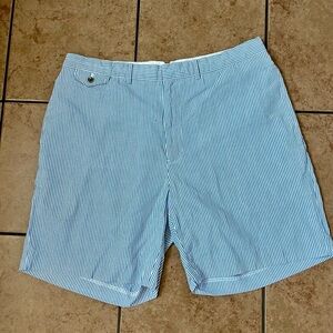 Ralph Lauren Blue and White Flat Front Shorts